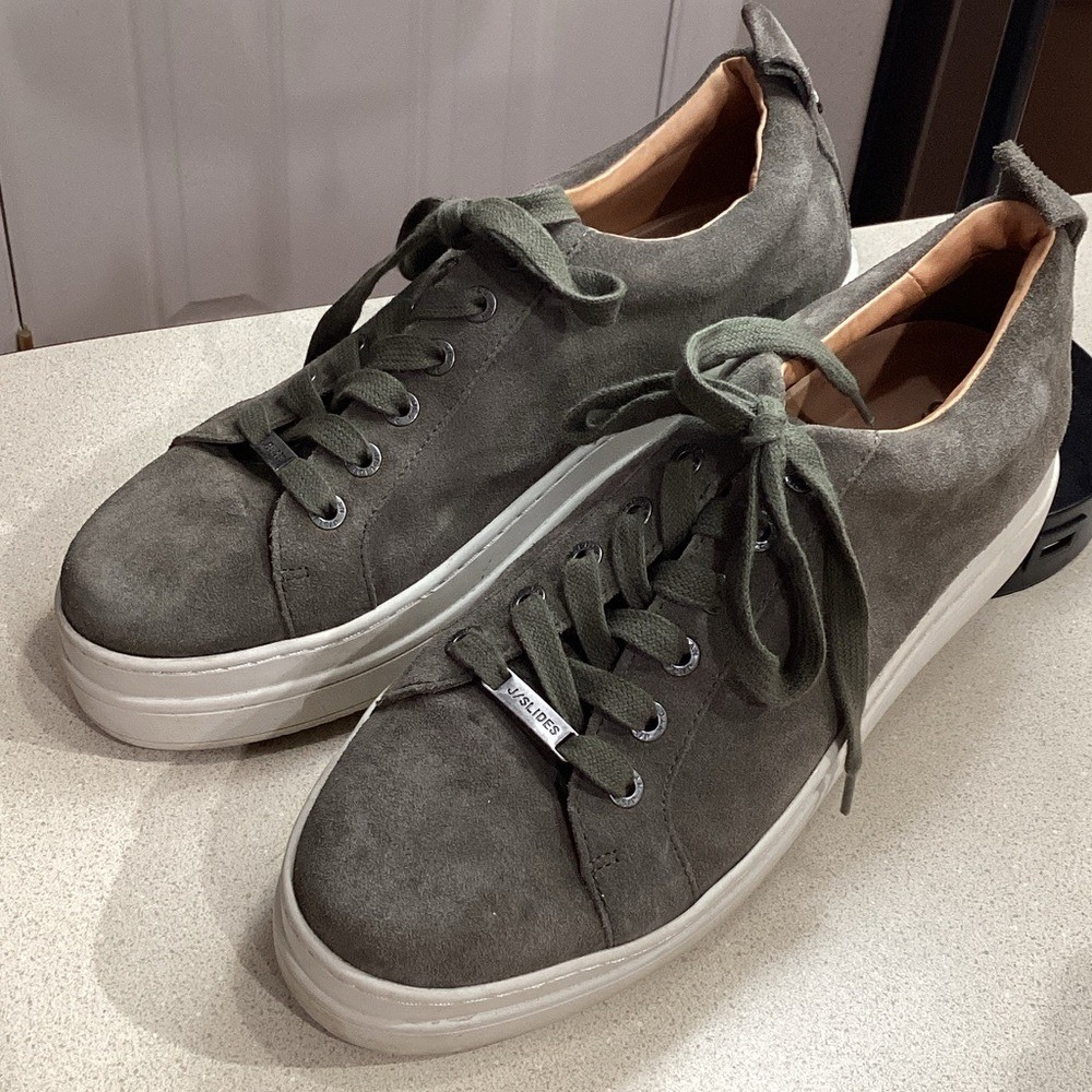 J/Slides Olive Suede Platform Sneakers‎ – Women's Size 8